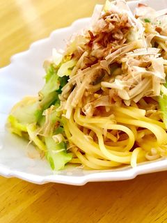 簡単!春キャベツとなめ茸の和風パスタ♡-レシピのメイン写真