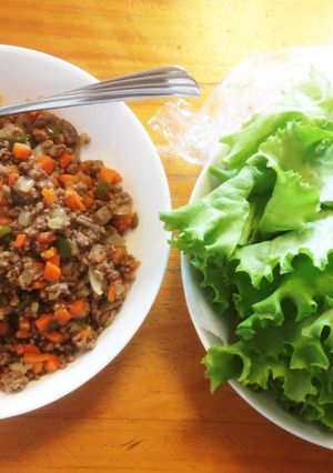 ひき肉のレタス巻き^_^-レシピのメイン写真