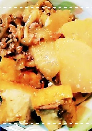 レンジ時短!大根と厚揚げの豚肉みそ炒め-レシピのメイン写真