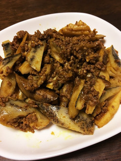 レンコンとゴボウのひき肉カレー炒め!-レシピのメイン写真