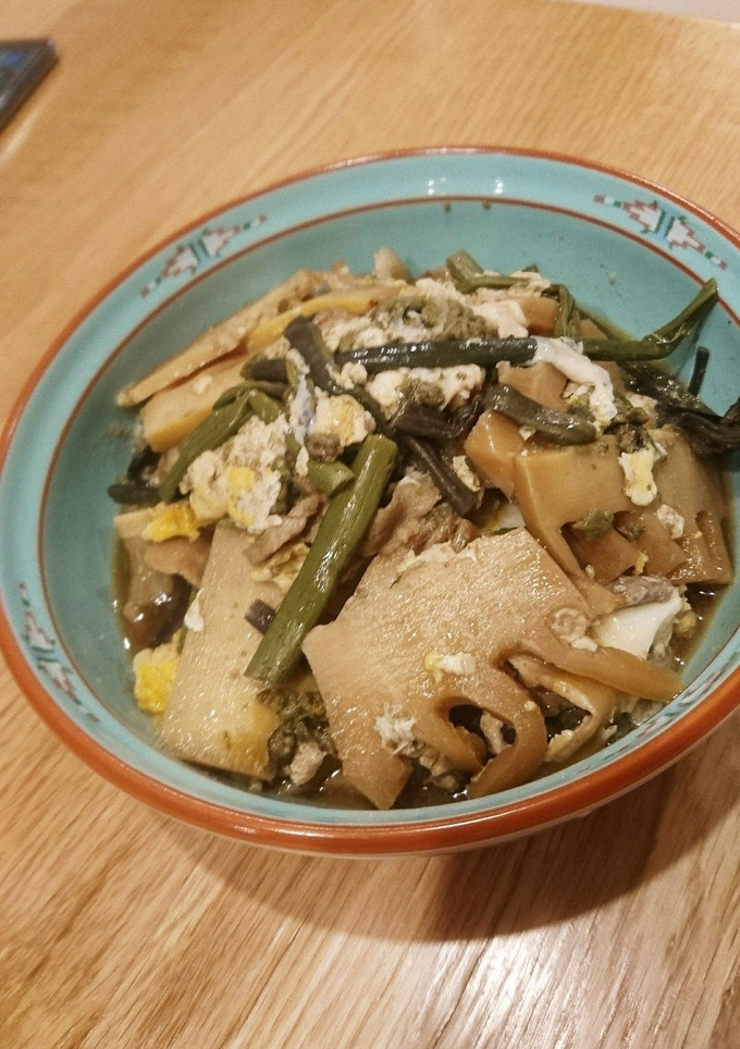豚こまと筍とわらびの玉子とじ-レシピのメイン写真