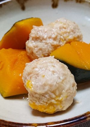鶏つくねとカボチャの煮物-レシピのメイン写真