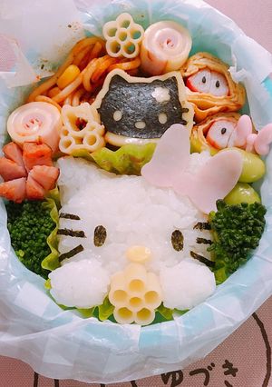 幼稚園年少さん弁当♡ キティキャラ弁-レシピのメイン写真