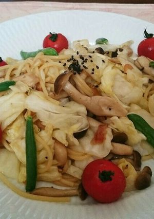 麺つゆで簡単！梅ときのこの和風パスタ-レシピのメイン写真