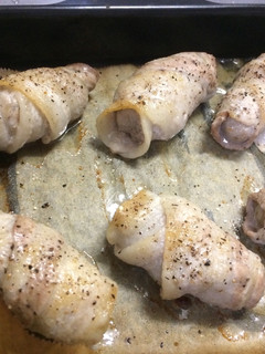 グリルで豚バラ肉の生ウインナー巻き-レシピのメイン写真