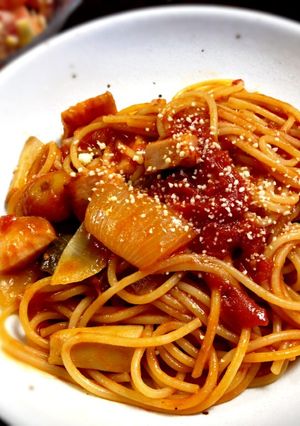 フライパンでトマトパスタ-レシピのメイン写真