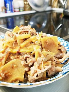 白ご飯と!タケノコの土佐煮と牛肉の炒め物-レシピのメイン写真