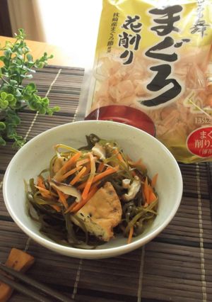 まぐろ出汁で　切り昆布とがんもどきの煮物-レシピのメイン写真