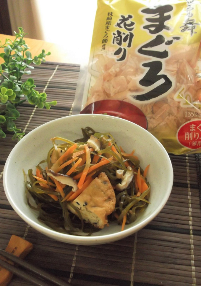 まぐろ出汁で　切り昆布とがんもどきの煮物-レシピのメイン写真