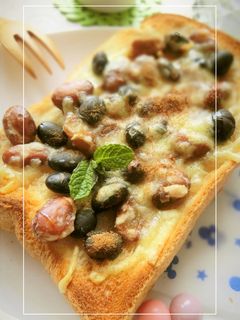 金時豆×蒸し黒豆のチーズトースト-レシピのメイン写真