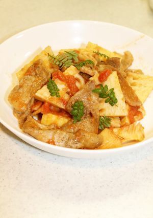簡単！たけのこと豚肉のアンチョビソテー-レシピのメイン写真