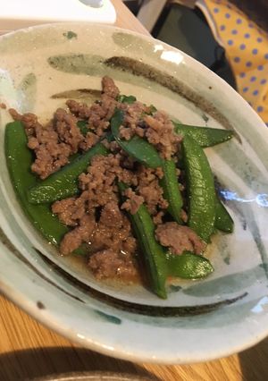 スナップえんどうとひき肉のさっと煮-レシピのメイン写真