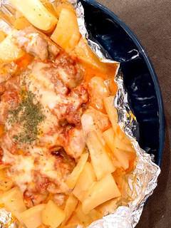 【ずぼらシリーズ】鶏肉のトマトホイル焼き-レシピのメイン写真