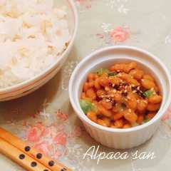 รูปของ ごま油香る＊ねぎ塩昆布納豆♡