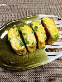 【 グリンピースとチーズの卵焼き♪ 】-レシピのメイン写真