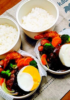 中学男子弁当（６）ロコモコ-レシピのメイン写真