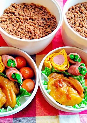 中学男子弁当（１０）そぼろご飯-レシピのメイン写真