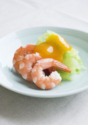 えびと春キャベツの黄身酢かけ-レシピのメイン写真