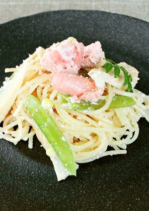 レンジで！たけのこの明太クリームパスタ-レシピのメイン写真