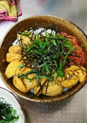 超簡単うまうま雲丹いくら卵黄乗せ三色丼-レシピのメイン写真