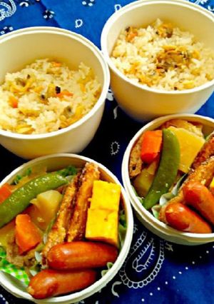 中学男子弁当（７）あさりの炊き込みご飯-レシピのメイン写真