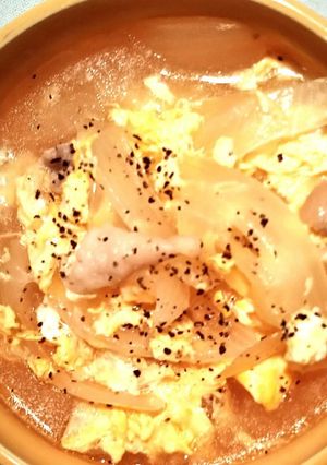 鶏塩風味の卵、玉ねぎスープ-レシピのメイン写真