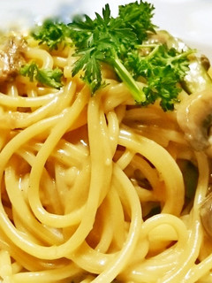アスパラとホタテのポルチーニクリームスパ-レシピのメイン写真
