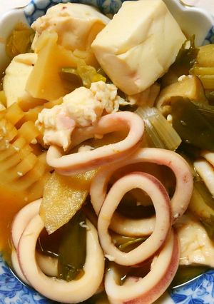 簡単❃イカとネギとたけのこ 豆腐の煮物❃-レシピのメイン写真
