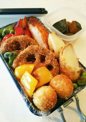 お弁当⑳★フライ弁当とかぼちゃの煮物★-レシピのメイン写真