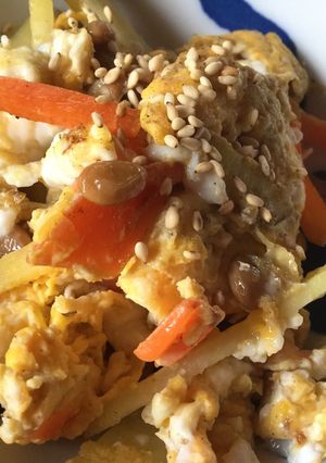 サツマイモ入り納豆ニンジンオムレツ-レシピのメイン写真