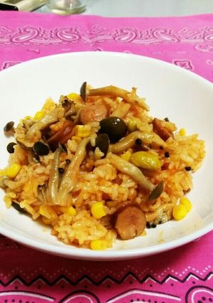 野菜ジュースできのこピラフ-レシピのメイン写真