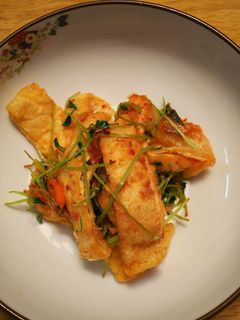 豆苗と油あげのキムチ炒め-レシピのメイン写真