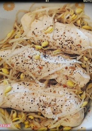 糖質制限★豆もやし鶏ささみのレンチン蒸し-レシピのメイン写真