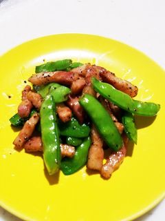 絹さやのベーコンバター炒め-レシピのメイン写真