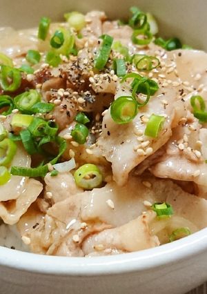 玉ねぎと豚バラの塩豚丼-レシピのメイン写真