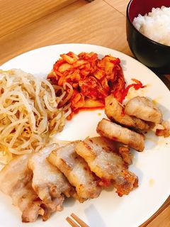 サムギョプサル☆もやしナムル☆白菜キムチ-レシピのメイン写真