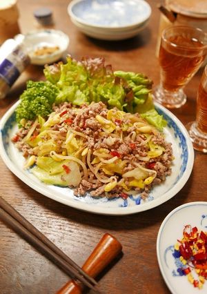 キャベツともやしのピリ辛クミン麺つゆ和え-レシピのメイン写真
