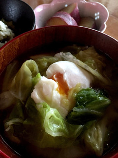 ♪春キャベツと落とし卵のお味噌汁♪-レシピのメイン写真