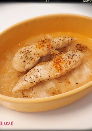 糖質制限★新玉ねぎ鶏ささみのレンチン蒸し-レシピのメイン写真