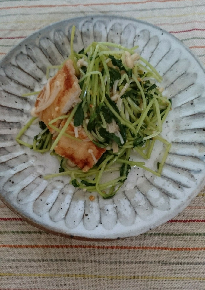 さっぱり！豆苗とえのき、京揚げのお酢炒め-レシピのメイン写真
