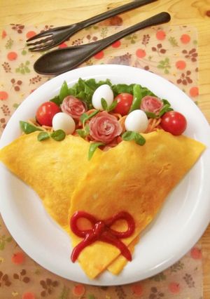 お祝いの日に♪オムナポリタンの花束-レシピのメイン写真