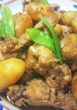 鳥手羽元と新じゃが揚げの甘辛煮-レシピのメイン写真