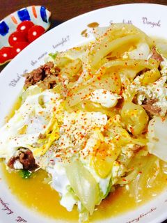 甘辛最高☆白菜と牛肉のすき焼き風卵とじ-レシピのメイン写真