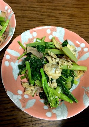 のらぼう菜のベーコンアサリ炒め-レシピのメイン写真