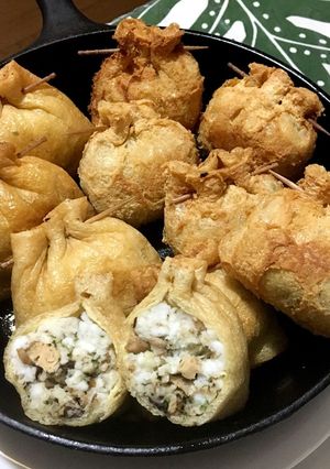 さば缶とはんぺんと油揚げで巾着揚げ-レシピのメイン写真