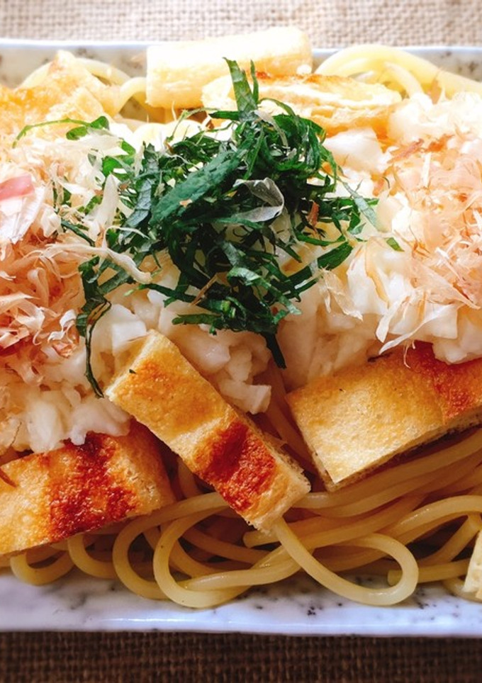 サクサクとろろと油揚げの和風冷製パスタ-レシピのメイン写真