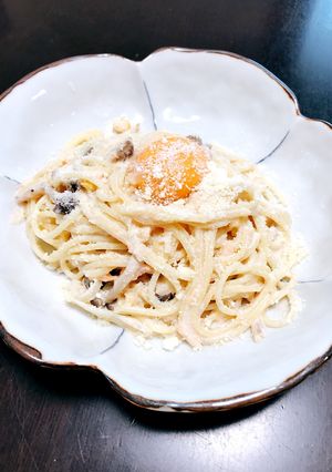 焼き鮭リメイク→濃厚クリームパスタ-レシピのメイン写真
