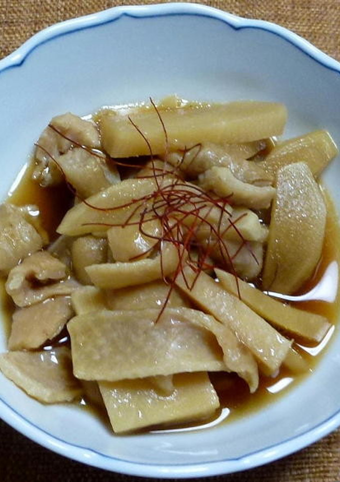 鶏皮とタケノコ、新生姜のめんつゆ煮-レシピのメイン写真