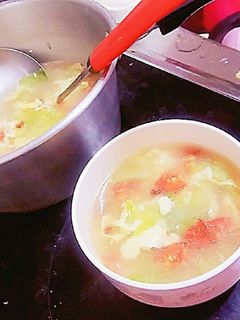 レタスとトマトの卵スープ-レシピのメイン写真