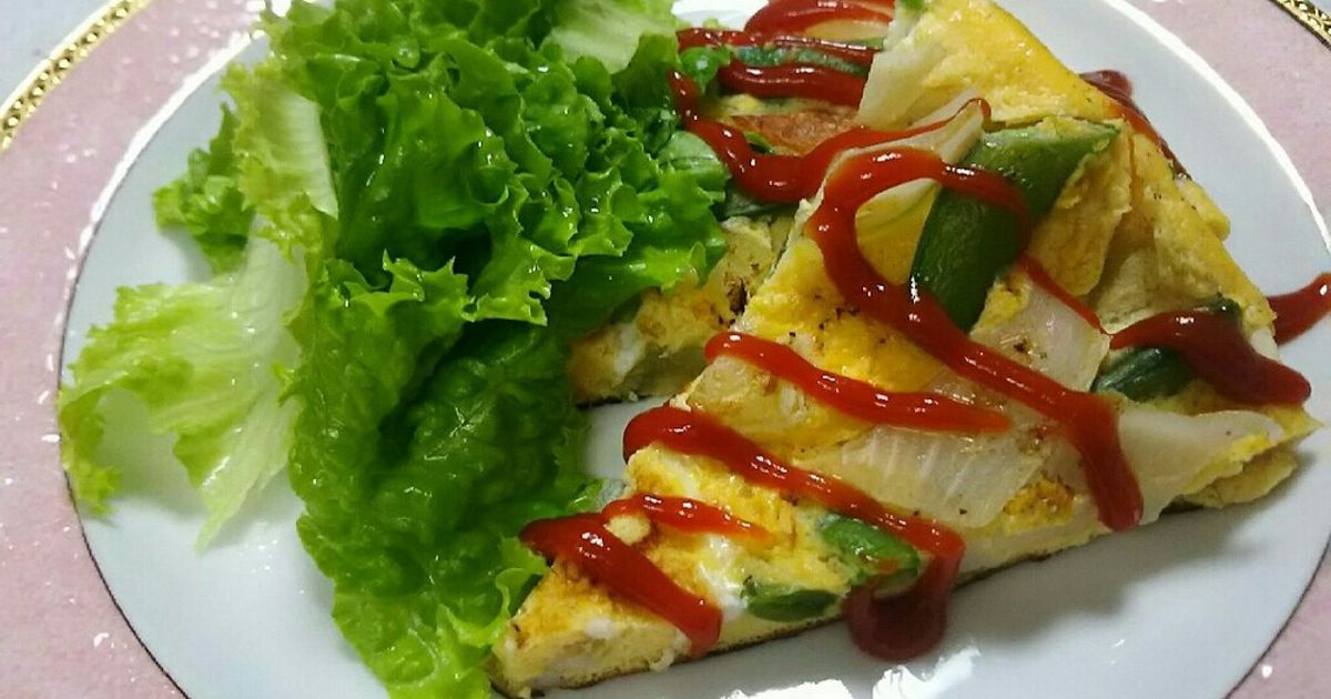 新玉ねぎとスナップえんどうの簡単オムレツ by クローバー